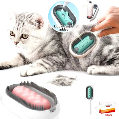 Pet Grooming Comb Cat Brush Long Hair Remover Brush for Dog Cat Silicone Wipe and Water Tank Pet Product Accessories