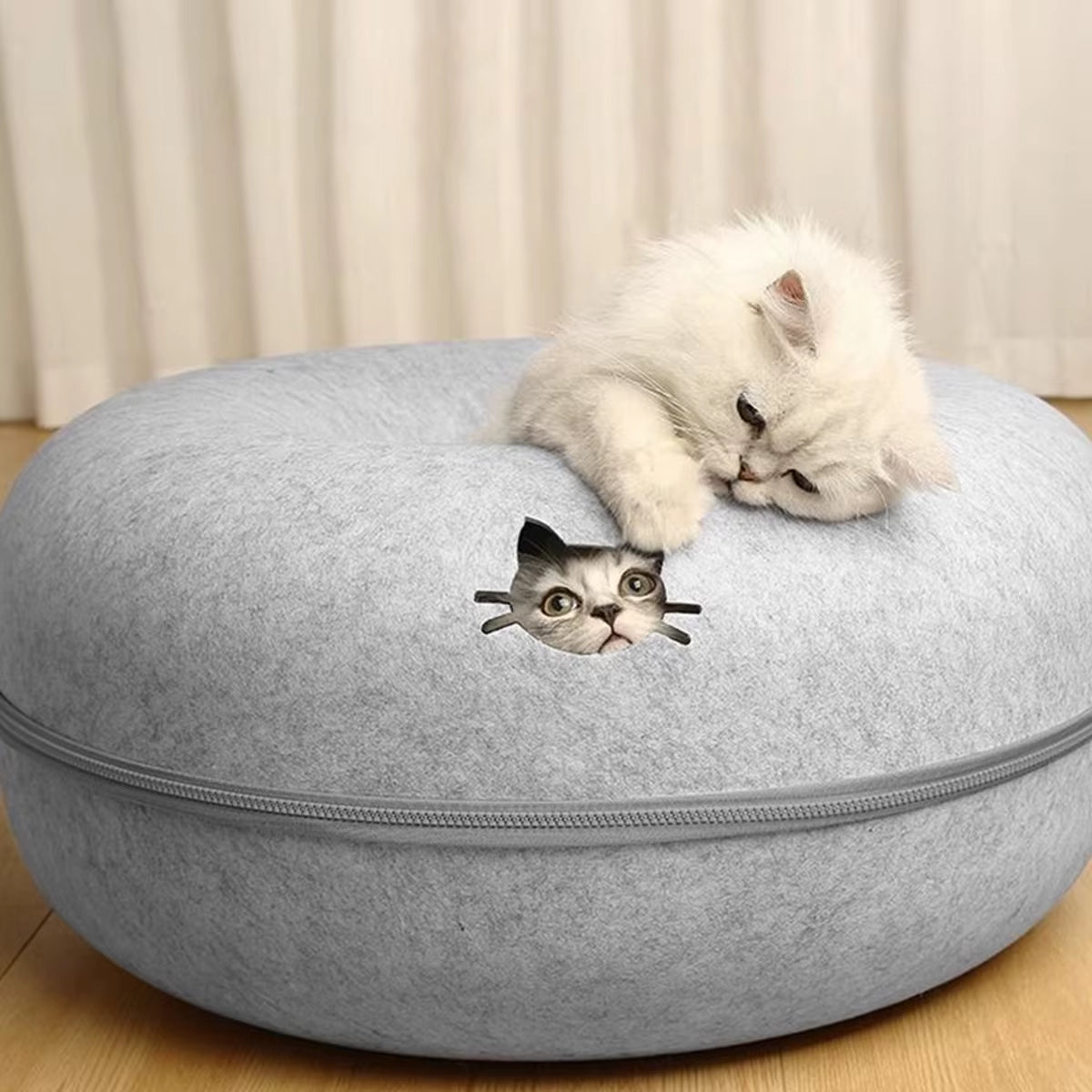 Felt Donut Bed for Cats House with Breather Hole